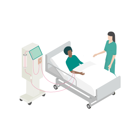 Illustration of a Patient in In-Centre Haemodialysis