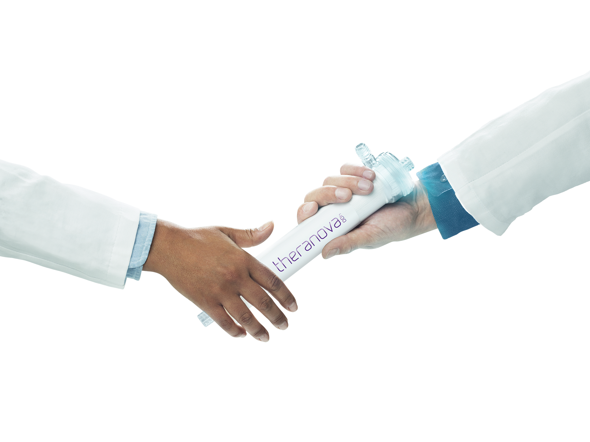 Doctors holding Theranova dialyzer