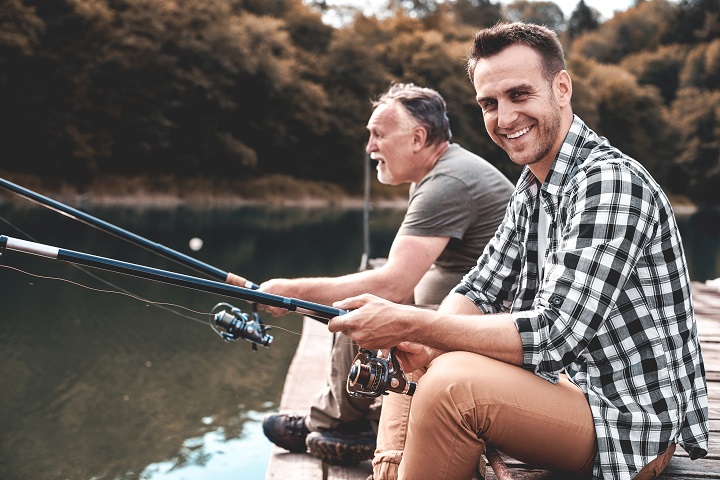 Dialysis patient and son fishing